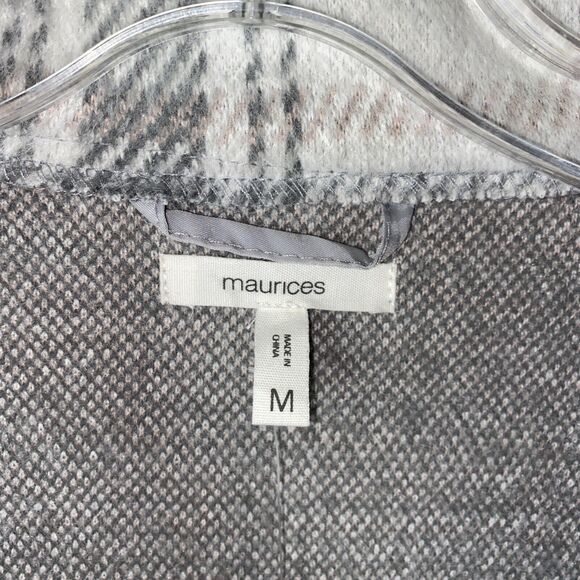 Maurices Gray Plaid Button Front Cardigan Coat Jacket Womens Medium - Picture 3 of 7